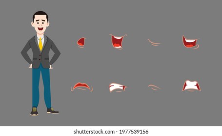 Character different facial expression set. Different emotions for custom animation 