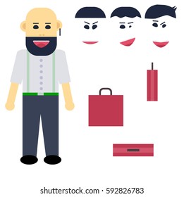 A character with different hair and eye shapes