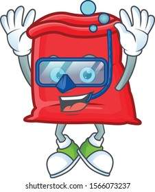 Character diving in the santa bag open