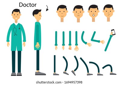 The character is a doctor. Character for animation. Set for your movement