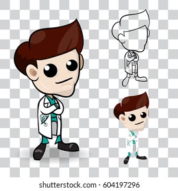 Character doctor cartoon, layer by layer , illustration vector , manga style
