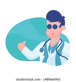 the character of the doctor, holding out his thumb vector illustration