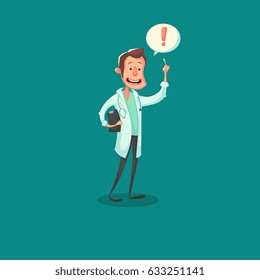 Character of doctor. Vector illustration. There was an idea. For medical posters.