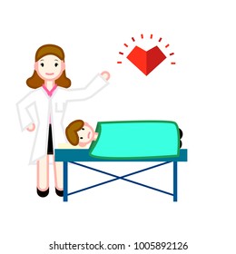 Character is a doctor who indicates health. Suitable for registration of a health magazine or a website.