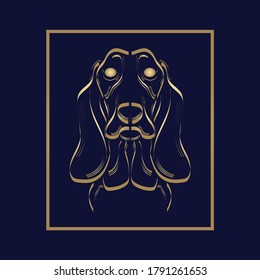 character dog happy vector graphic hand line art logo symbol doggy illustration animal puppy icon gold sketch cute pet smile