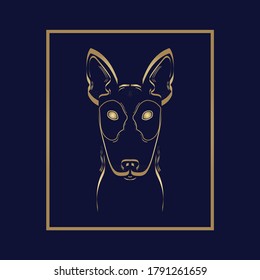 character dog happy vector graphic hand line art logo symbol doggy illustration animal puppy icon gold sketch cute pet smile