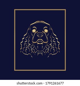 character dog happy vector graphic hand line art logo symbol doggy illustration animal puppy icon gold sketch cute pet smile