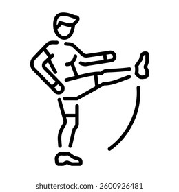 A character doing leg workout, line style icon 
