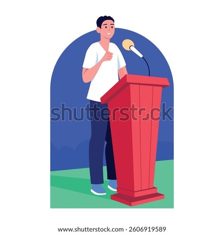 A character doing oration, flat style illustration