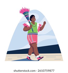 A character doing a traditional parade walk, flat illustration