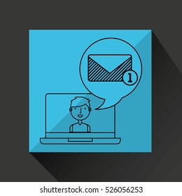 character draw email inbox technology social media vector illustration eps 10