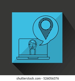 character draw pointer technology social media vector illustration eps 10