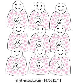 character drawing. Vector picture. Pregnant mother.