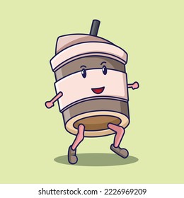 Character drink cup illustration design 