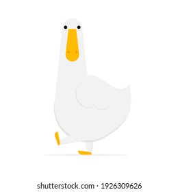 Carácter de un pato sobre fondo blanco.
