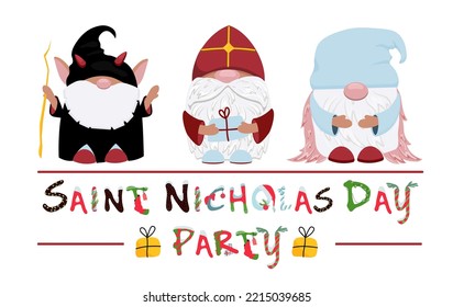 Character dwarf saint nicholas. Krampus, the angel assistants of Sinterklaas. St. Nicolas day