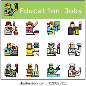 Character of Education Jobs icon set vector art eps10