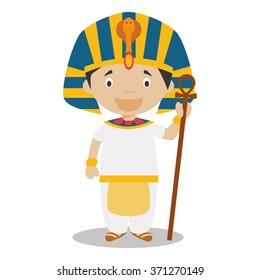 Character from  Egypt dressed in the traditional way as a pharaon of the Ancient Egypt. Vector Illustration. Kids of the World Collection.