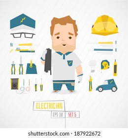 Character electrician vector illustration