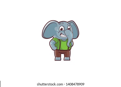 the character is an elephant, the elephant keeps his hands on his belt. - vektor