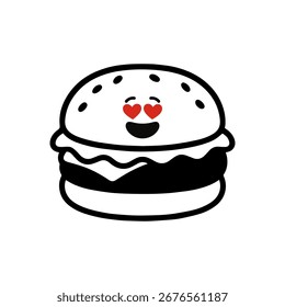 personagem emoção hambúrguer amor vetor no fundo branco
Caractere de ícone de vetor com emoção