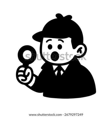 character emotion detective surprise vector on white background Vector icon character with emotion