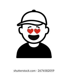 character emotion man in cap love vector on white background
Vector icon character with emotion