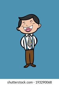 Character emotion man with laughing face