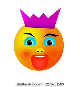 Character with emotion and pink crown and white
