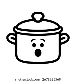 Vector sorpresa de la cacerola de la emoción del carácter en el carácter blanco del icono del Vector del fondo con la emoción
