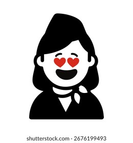 character emotion stewardess love vector on white background
Vector icon character with emotion