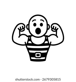 Personaje Emoción Strongman Vector sorpresa sobre fondo blanco Vector icono de carácter con emoción