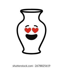 Personaje Emoción Jarrón Vector de amor sobre fondo blanco Vector icono de carácter con emoción