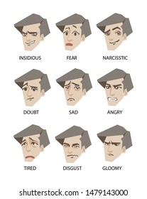 character emotions vector set. emoticon vector set. character emotions picture icons. vector isolated character face for app. vector isolated character face for website