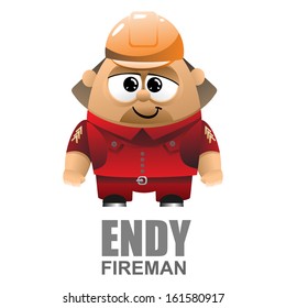 character Endy fireman isolated on white background  vector