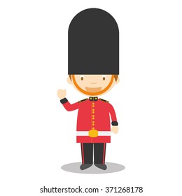 Character from England. Royal Guard boy dressed in the traditional way Vector Illustration. Kids of the World Collection.