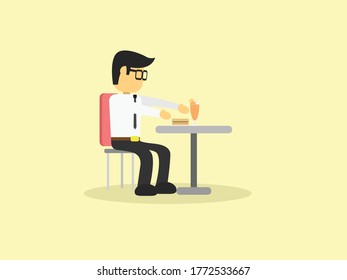 Character enjoy the meal at lunch time illustration