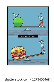 character explaining the benefits of a balanced diet