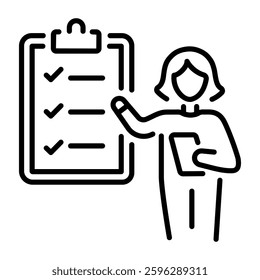 A character explaining clearance form, line style icon 