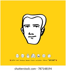 Character expression / Hand drawn face illustrations - vector