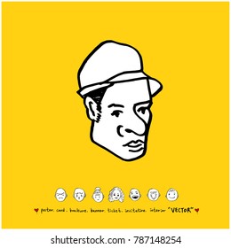 Character expression / Hand drawn face illustrations - vector
