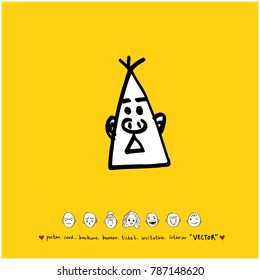 Character expression / Hand drawn face illustrations - vector