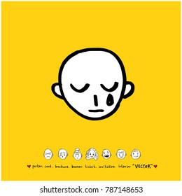 Character expression / Hand drawn face illustrations - vector