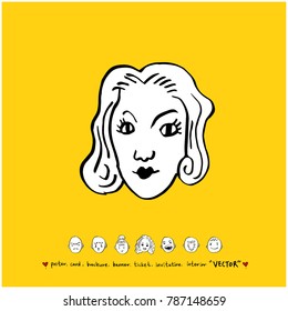 Character expression / Hand drawn face illustrations - vector