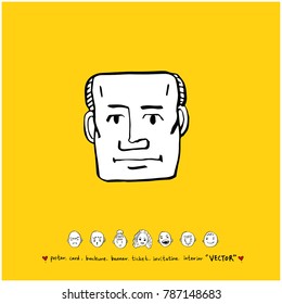 Character expression / Hand drawn face illustrations - vector