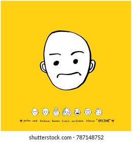 Character expression / Hand drawn face illustrations - vector