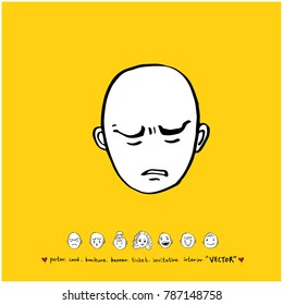 Character expression / Hand drawn face illustrations - vector