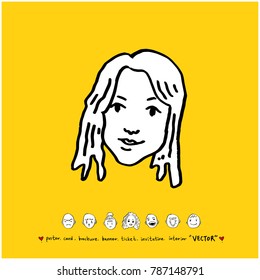 Character expression / Hand drawn face illustrations - vector