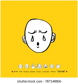 Character expression / Hand drawn face illustrations - vector