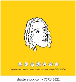 Character expression / Hand drawn face illustrations - vector